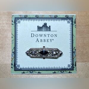 Downtown Abbey Silver Tone Crystal And Blue Navette Center Stone